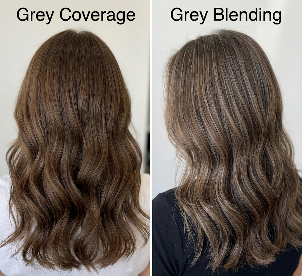 Grey coverage vs. grey-blending hair color